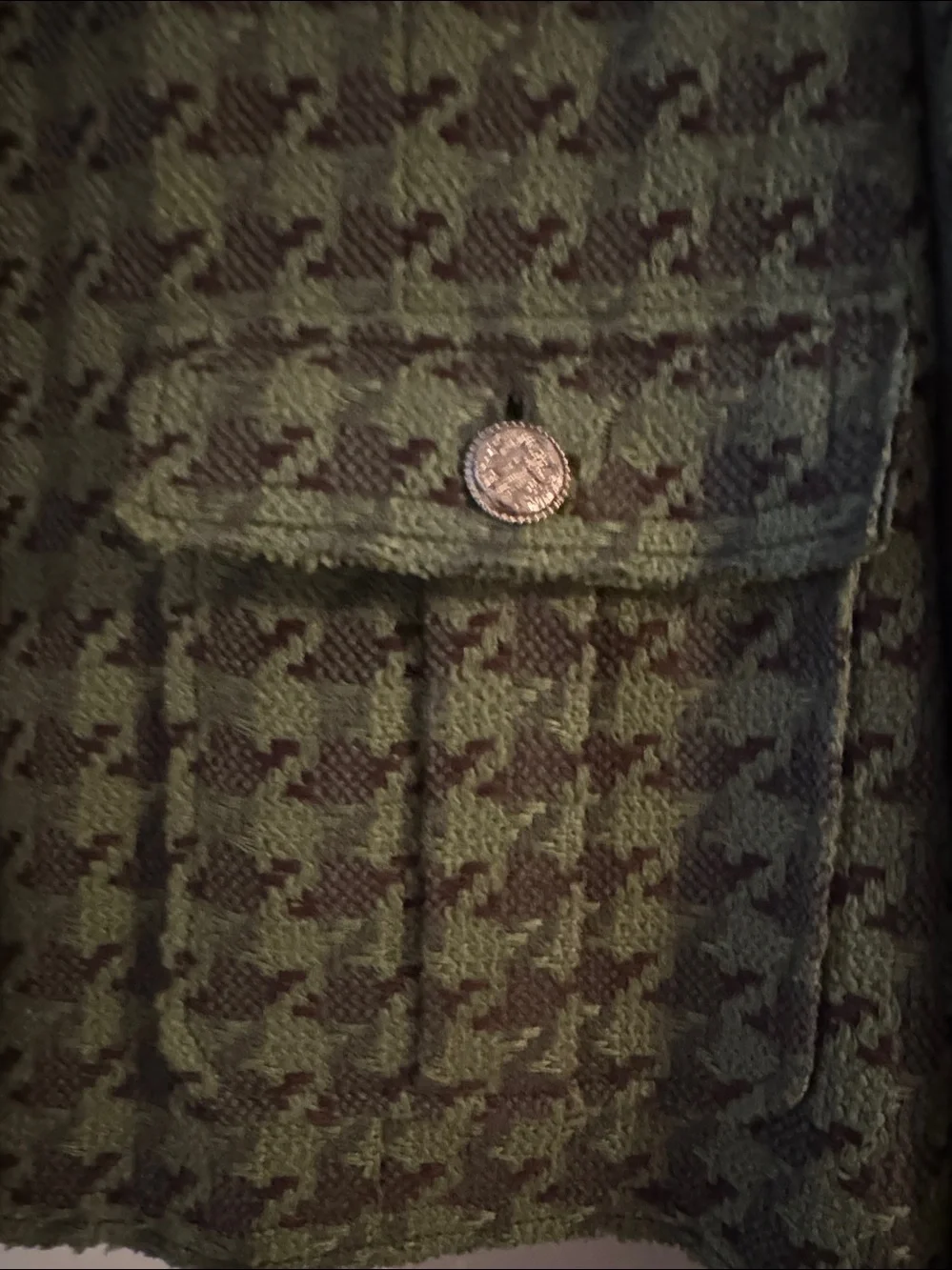 CHANEL Runway Resort 2008 Olive Green Houndstooth Blazer - Karl Lagerfeld